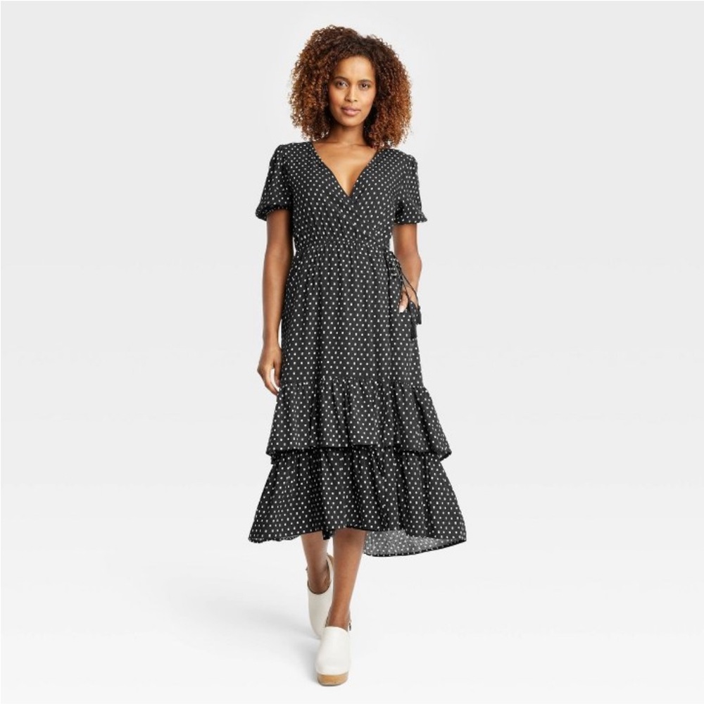 Knox Rose Short-Sleeve Wrap Dress | Black &White